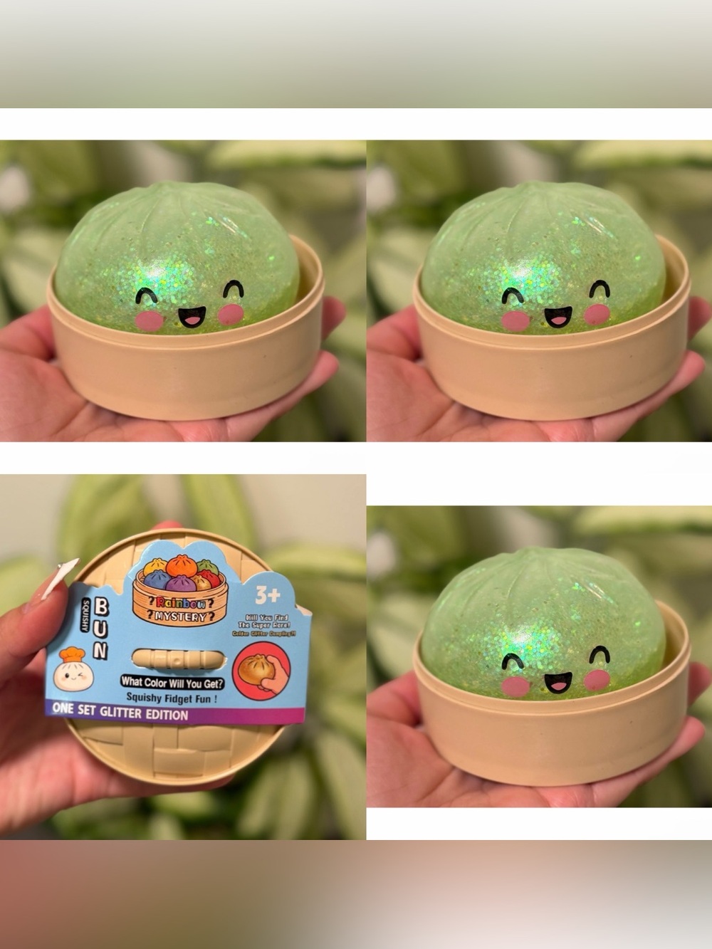 Glitter Bun Squishy Fidget Toy -